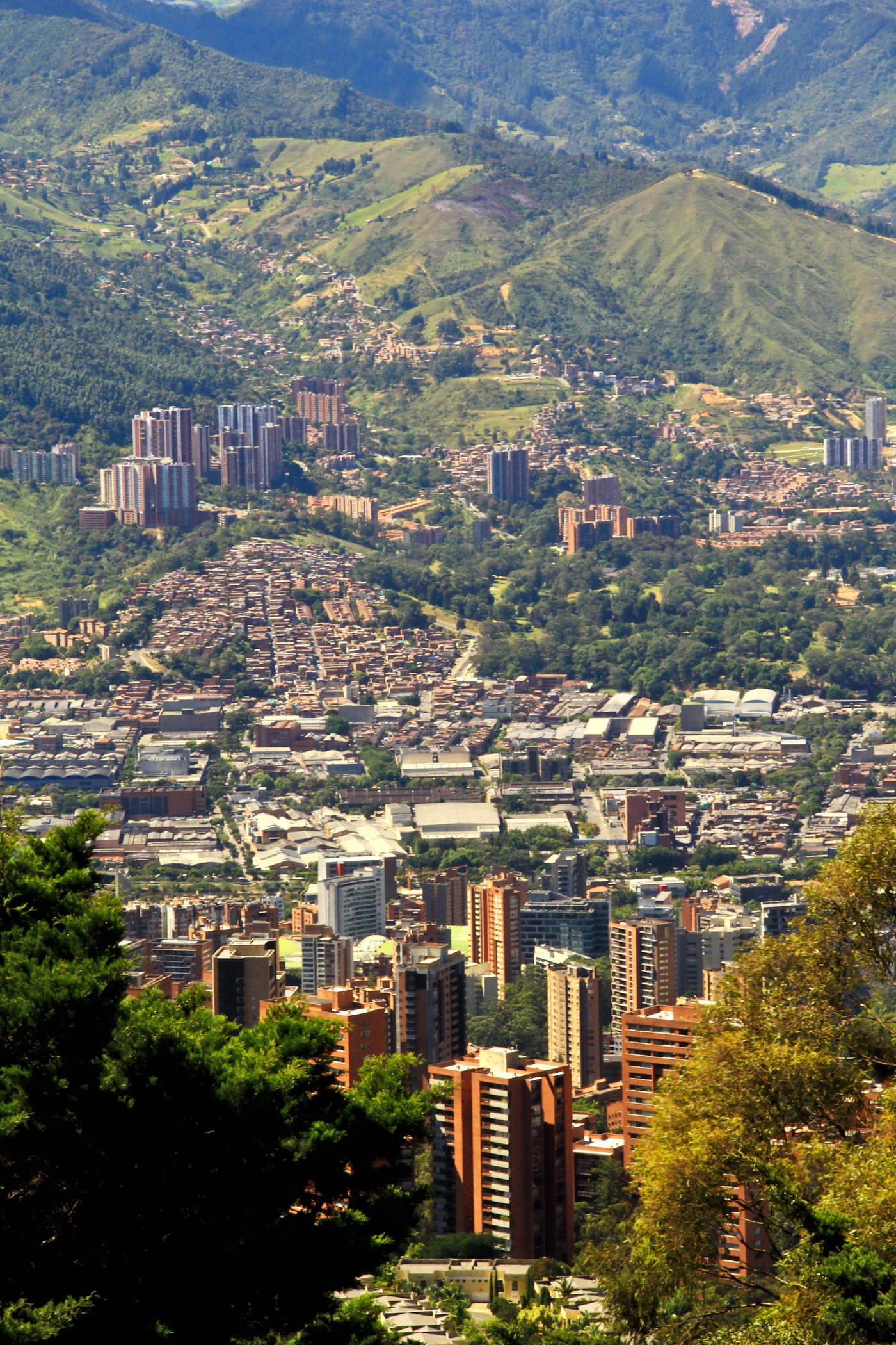 Medellín skyline with high-rise buildings and the Andes mountains