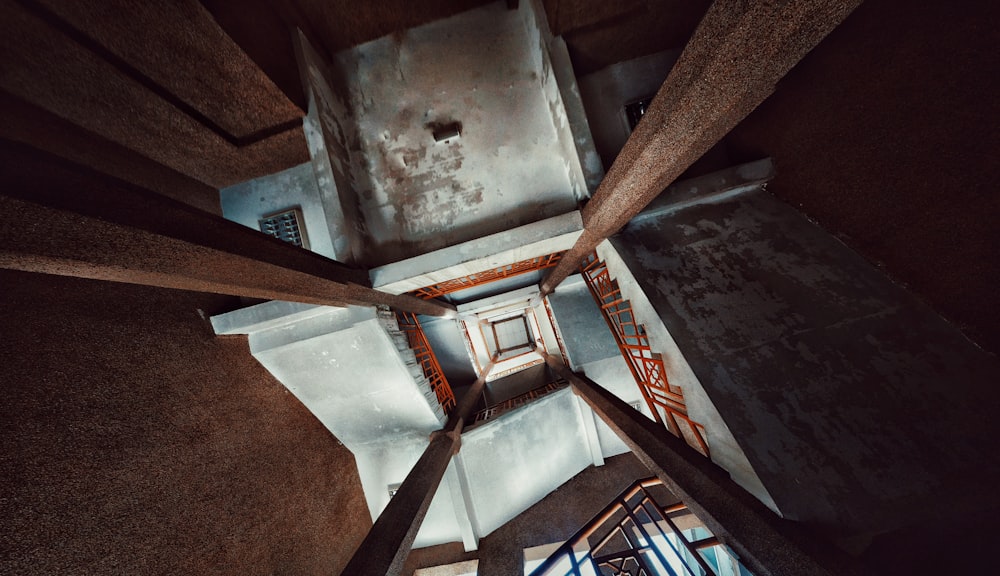 white and red concrete building interior