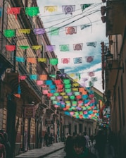 Local Mexican street scene near the hotel with festive decorations.