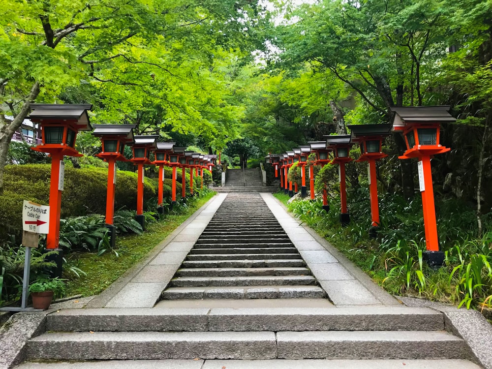 gray concrete stairs inside temple