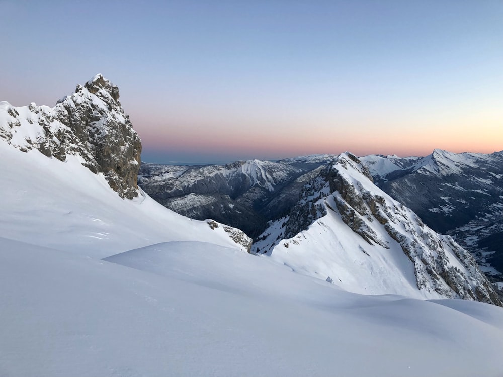 snowfield mountain under golden hour