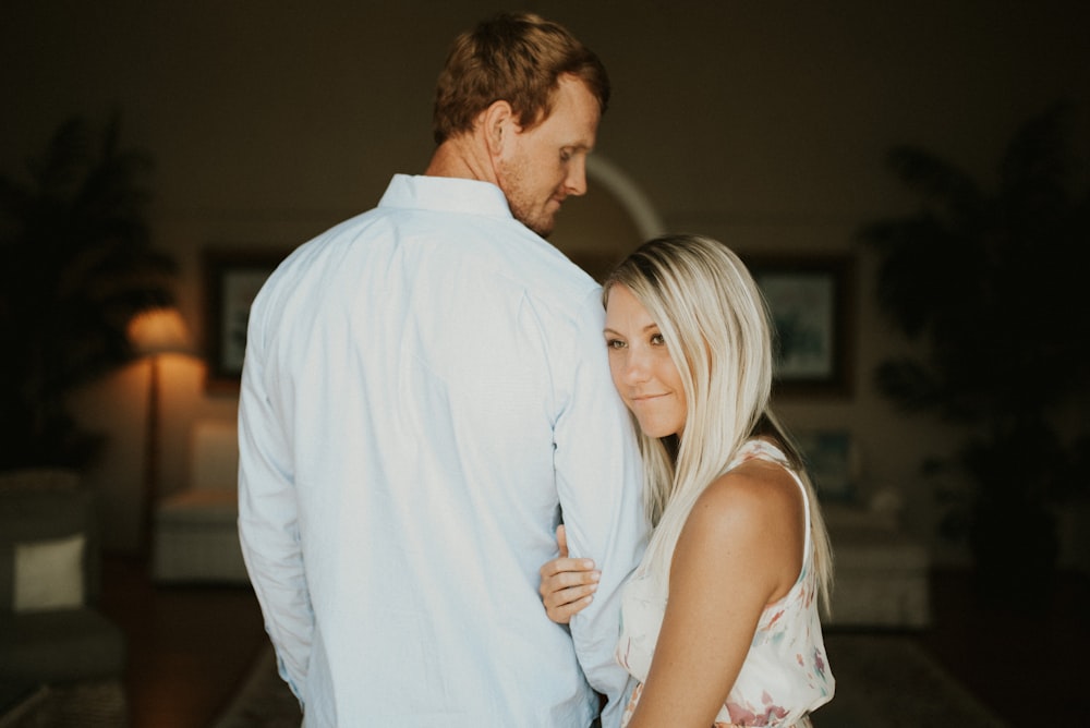 couple inside room on focus photography