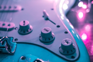 close-up einer Fender Stratocaster E-Gitarre