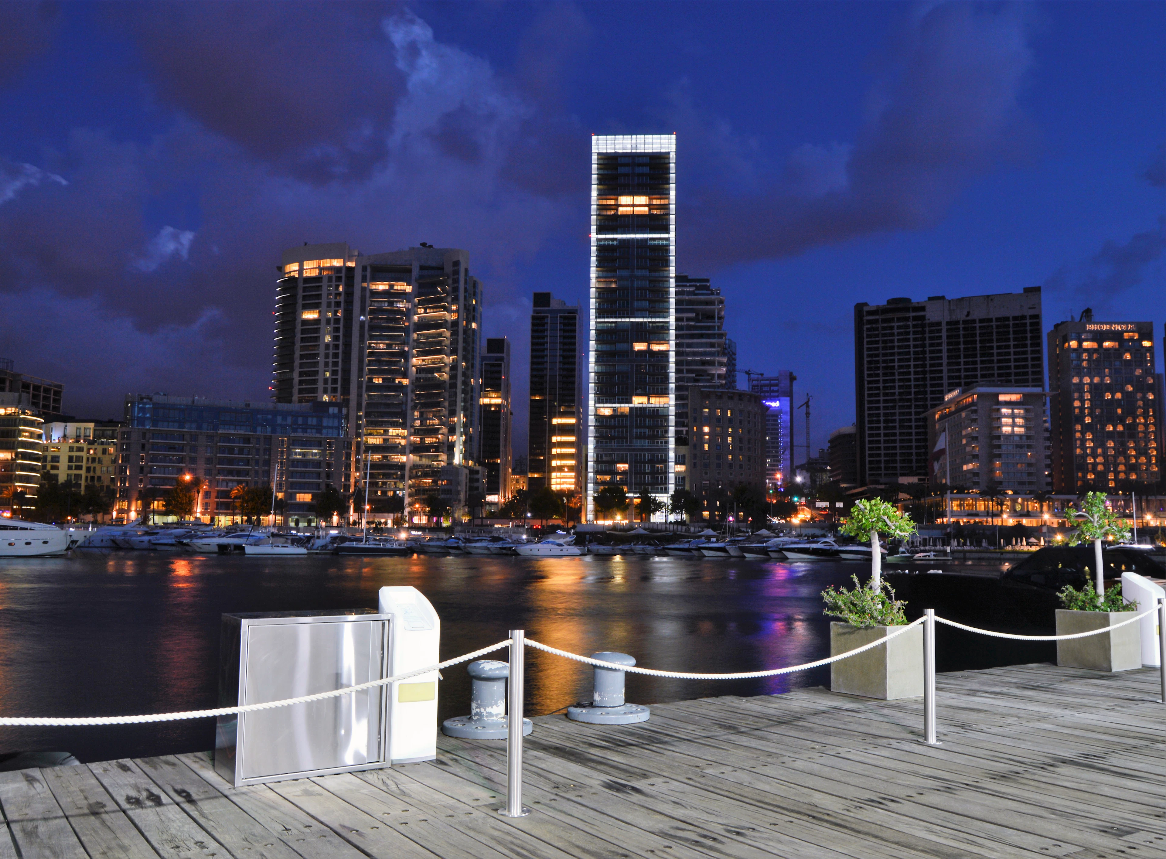 Beirut's waterfront at night