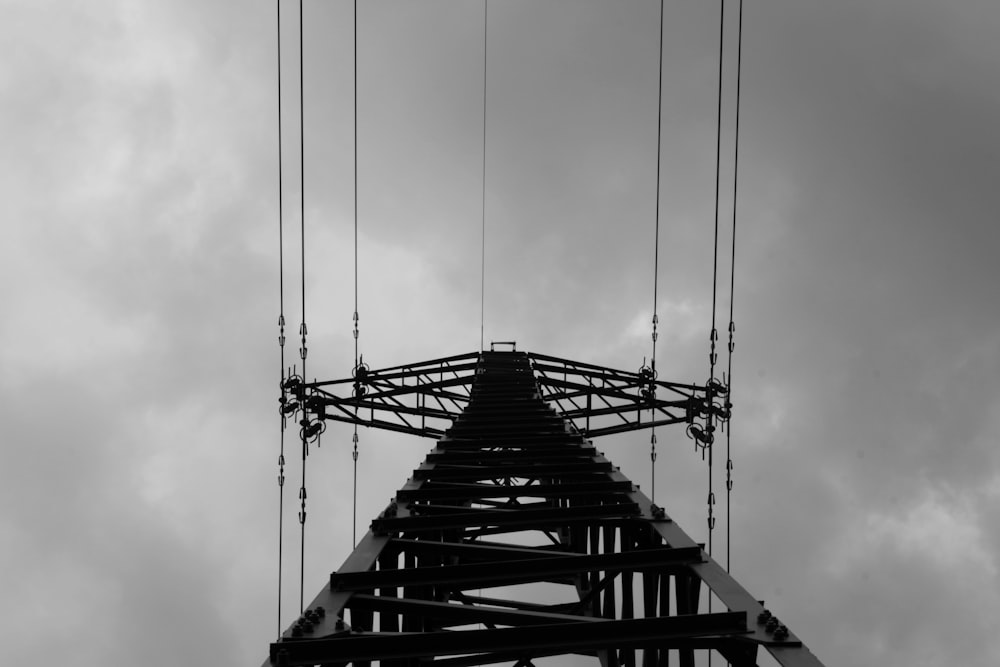 low angle photography of electric post