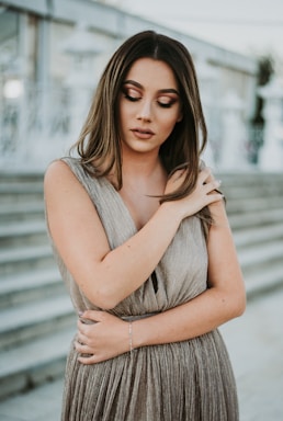 woman hugging herself