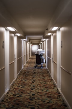 black cart on hallway