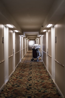 black cart on hallway