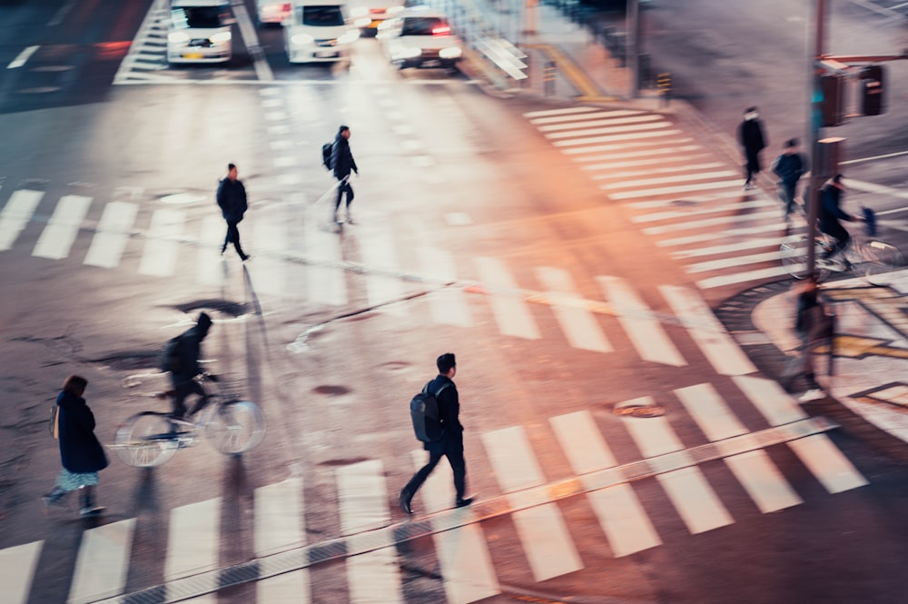 people crossing road