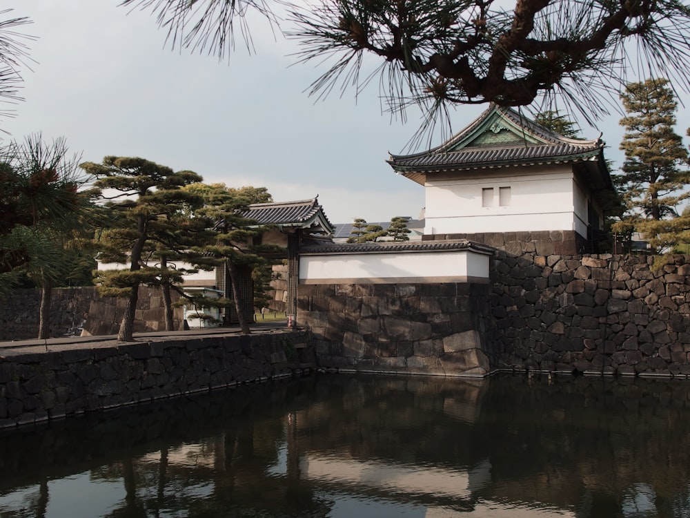 pond beside pagoda temple during daytime