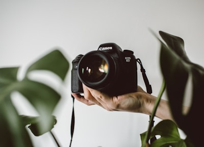 person holding Canon EOS DSLR camera