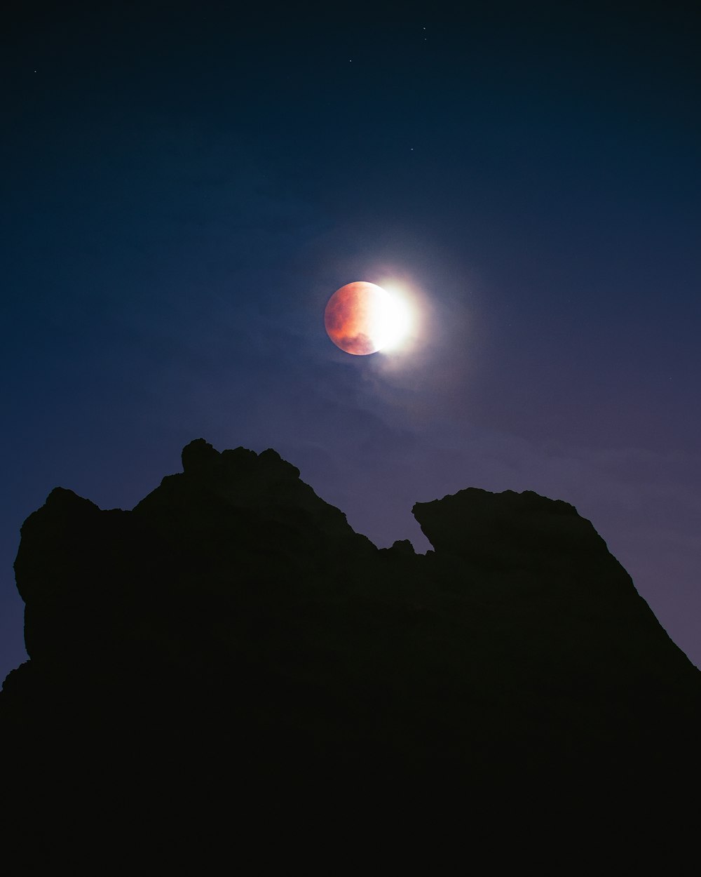 cliff on gray sky during nighttime