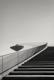 grayscale photography of concrete stairs