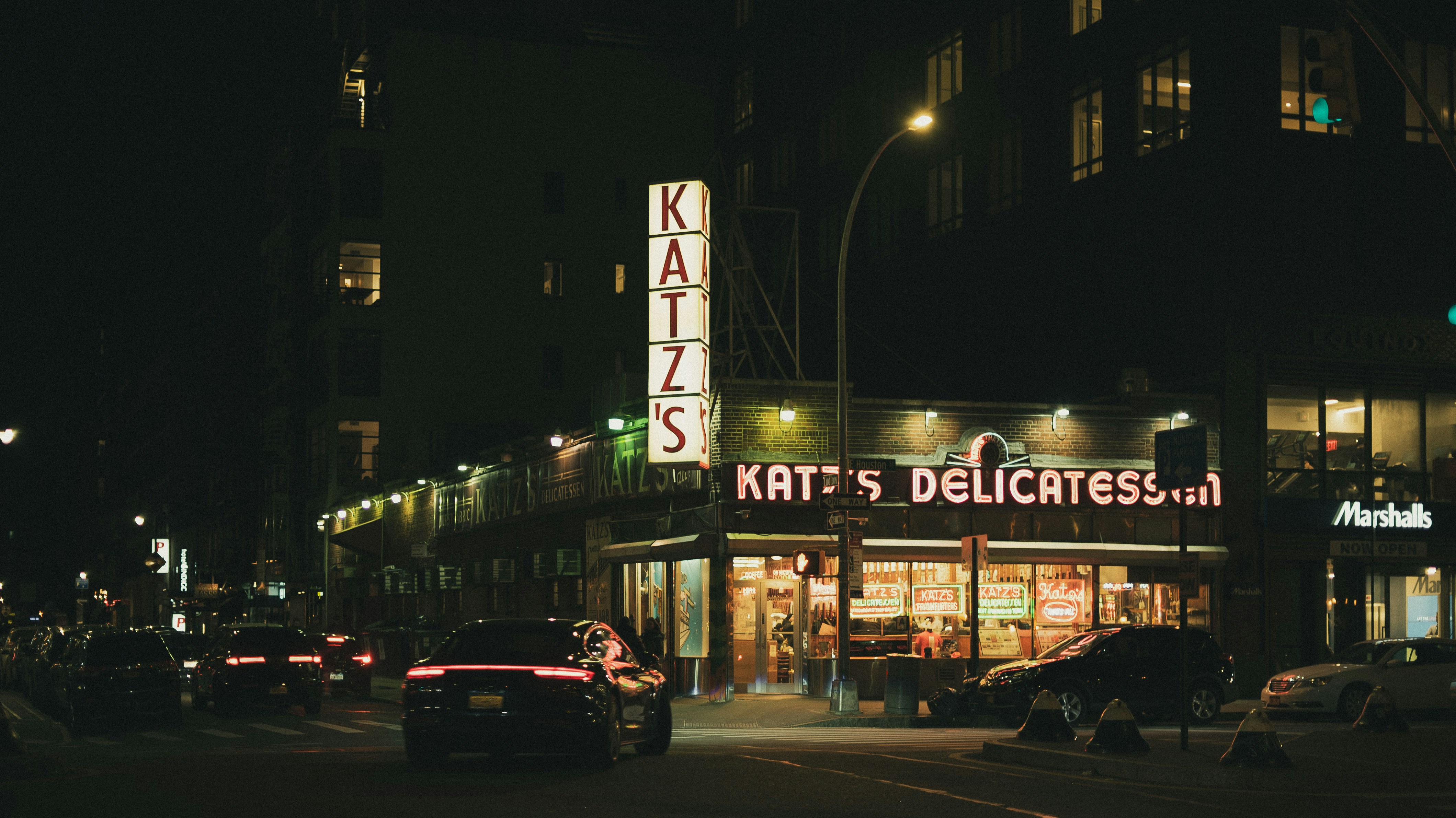 Katzs store at nighttime
