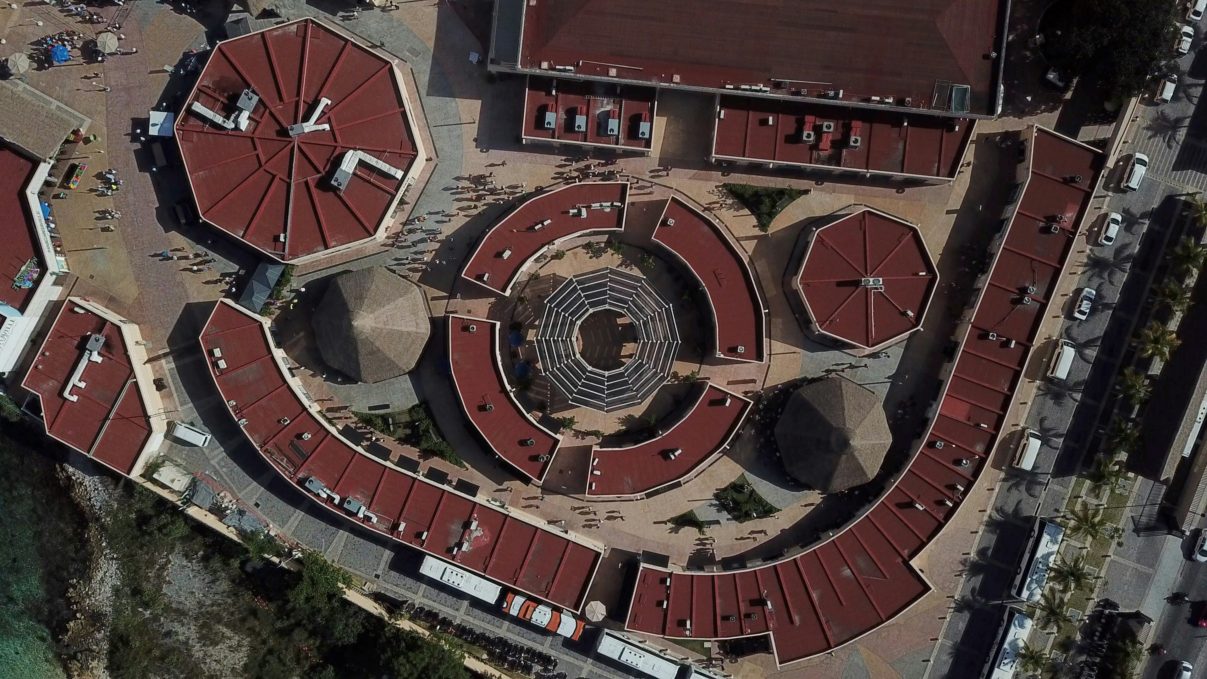 high-angle photography of brown building