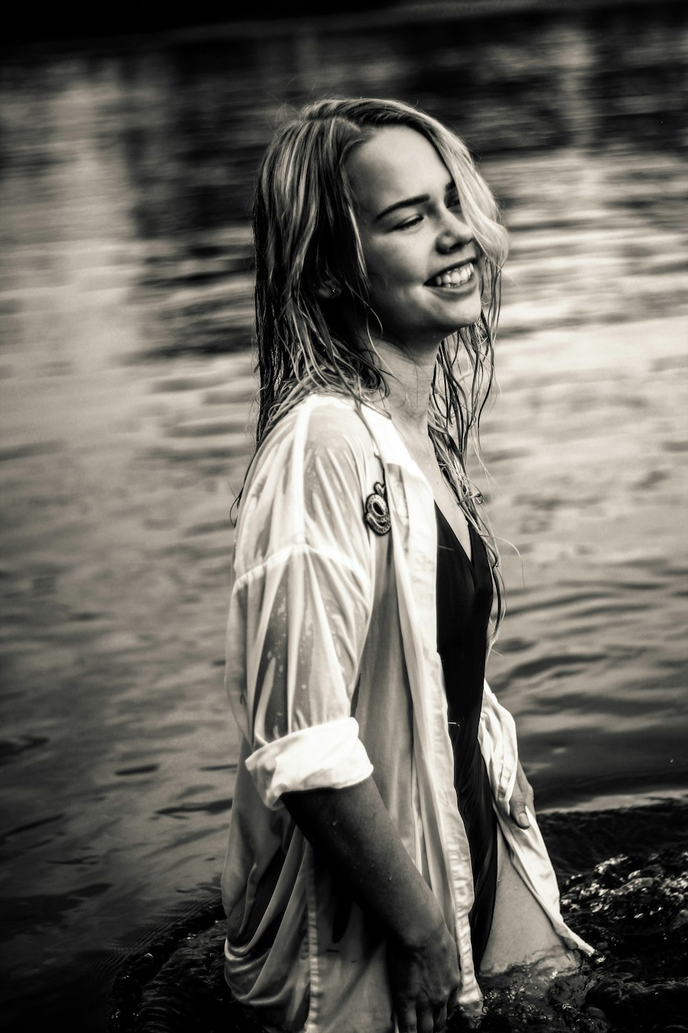 woman standing on water