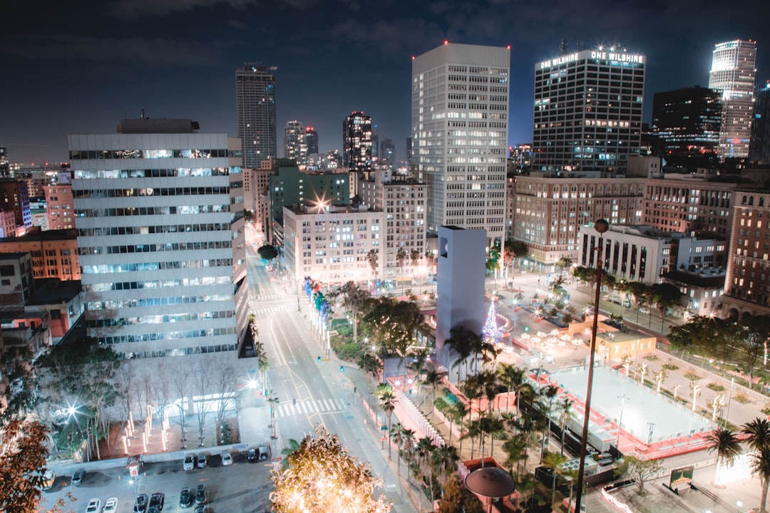 aerial photography of lighted city during night