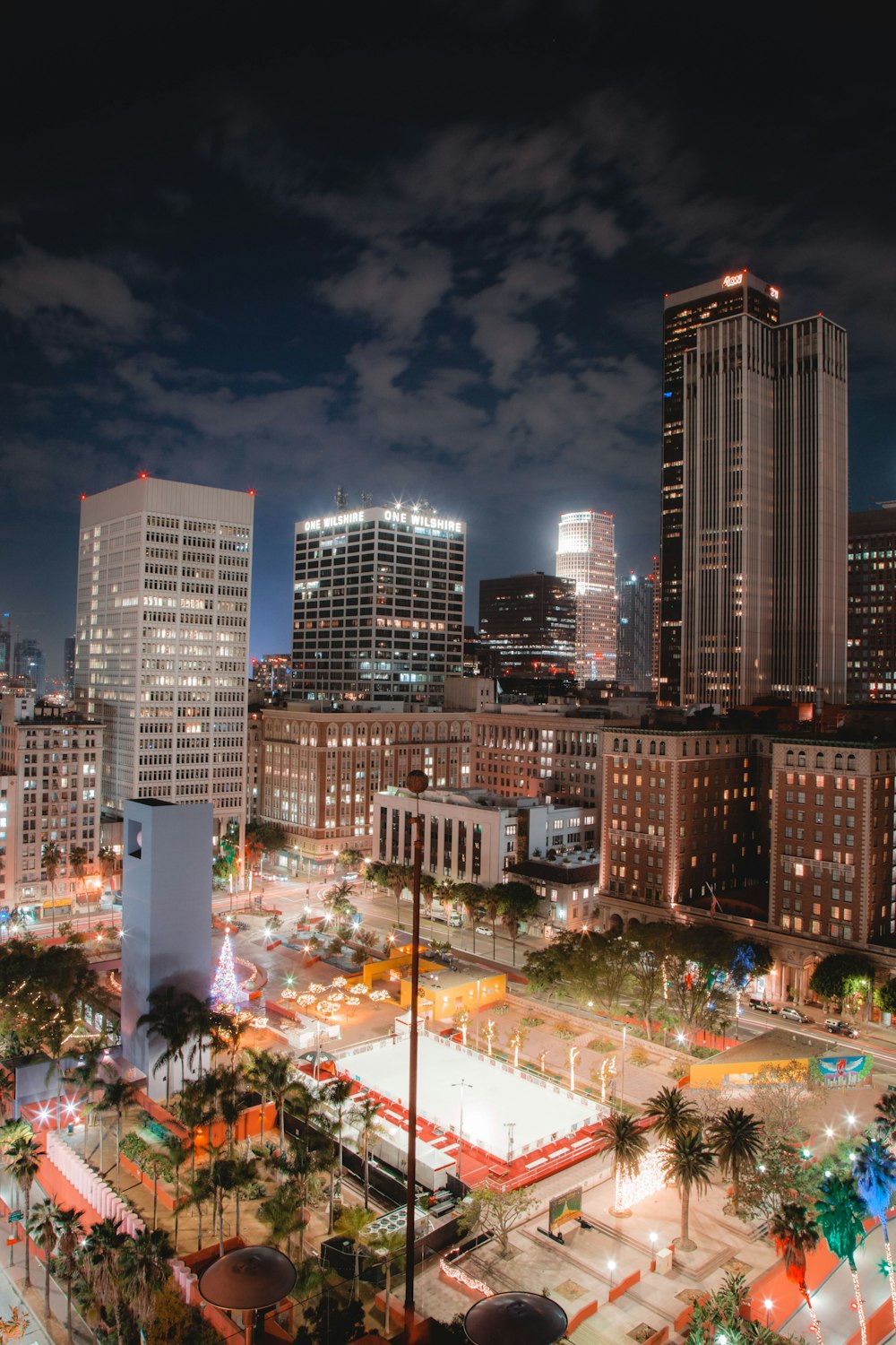 aerial photography of lighted city during night