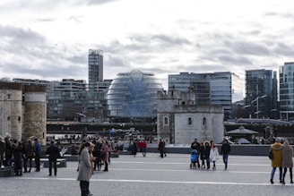 A diverse group of international students exploring a vibrant cityscape, showcasing cultural exchange and community.