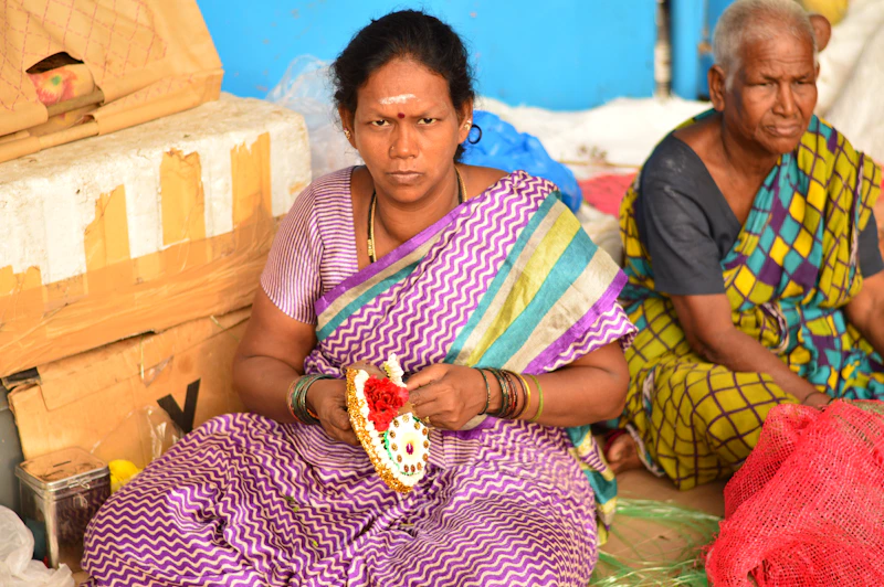 Relaxed Indian woman, potential sugar momma, sitting peacefully