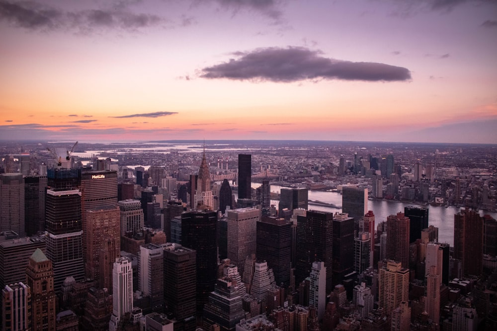 aerial photo of cityscape during golden hour