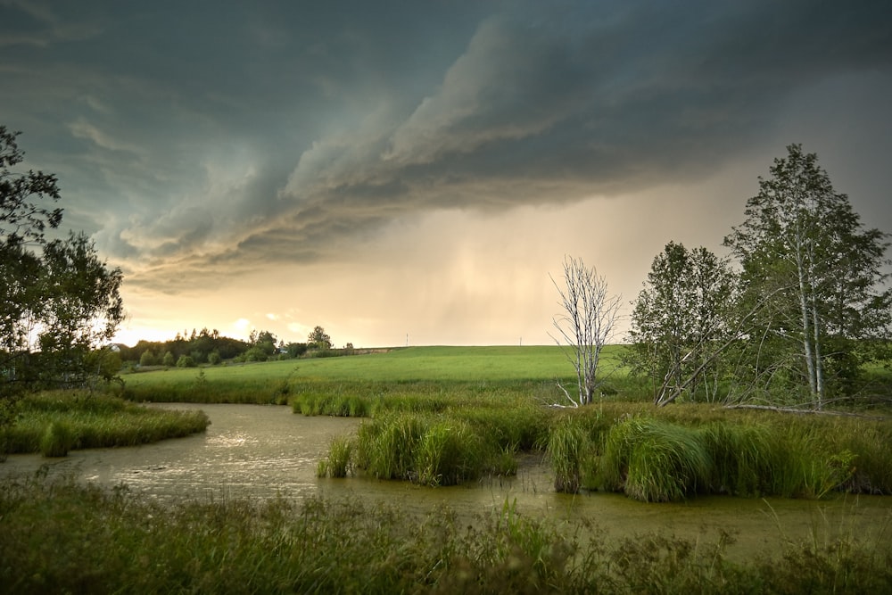 river under nimbus clouds