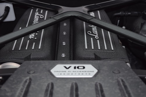 Close-up of a Lamborghini tractor engine being serviced.