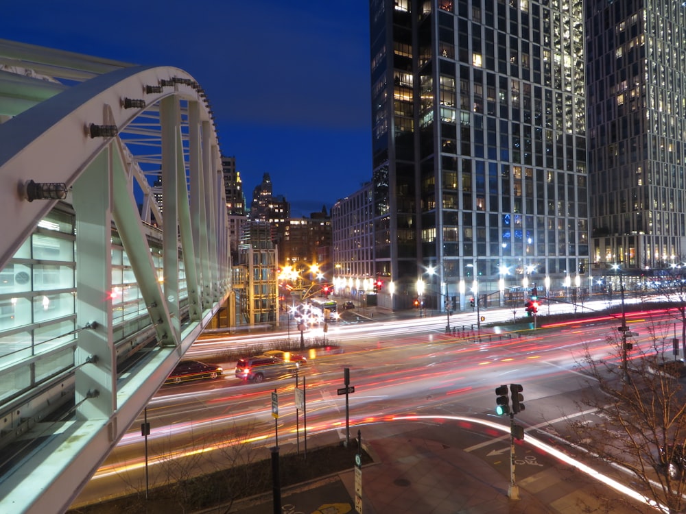 timelapse photography of city at night