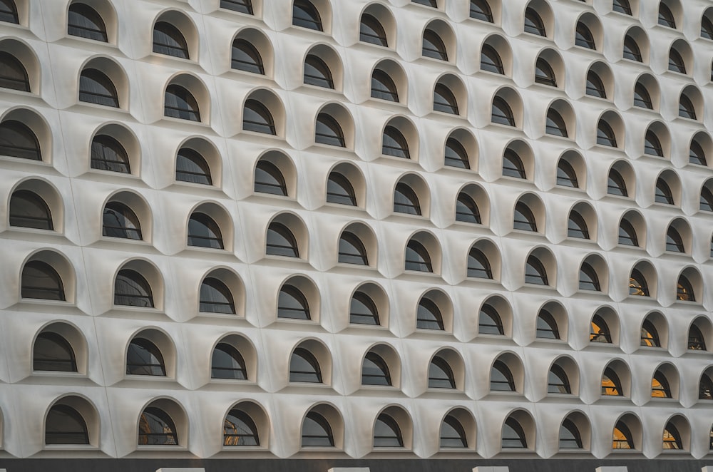 white multi window building