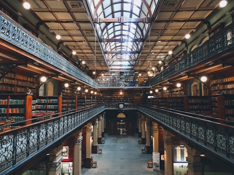 3-storey library interior