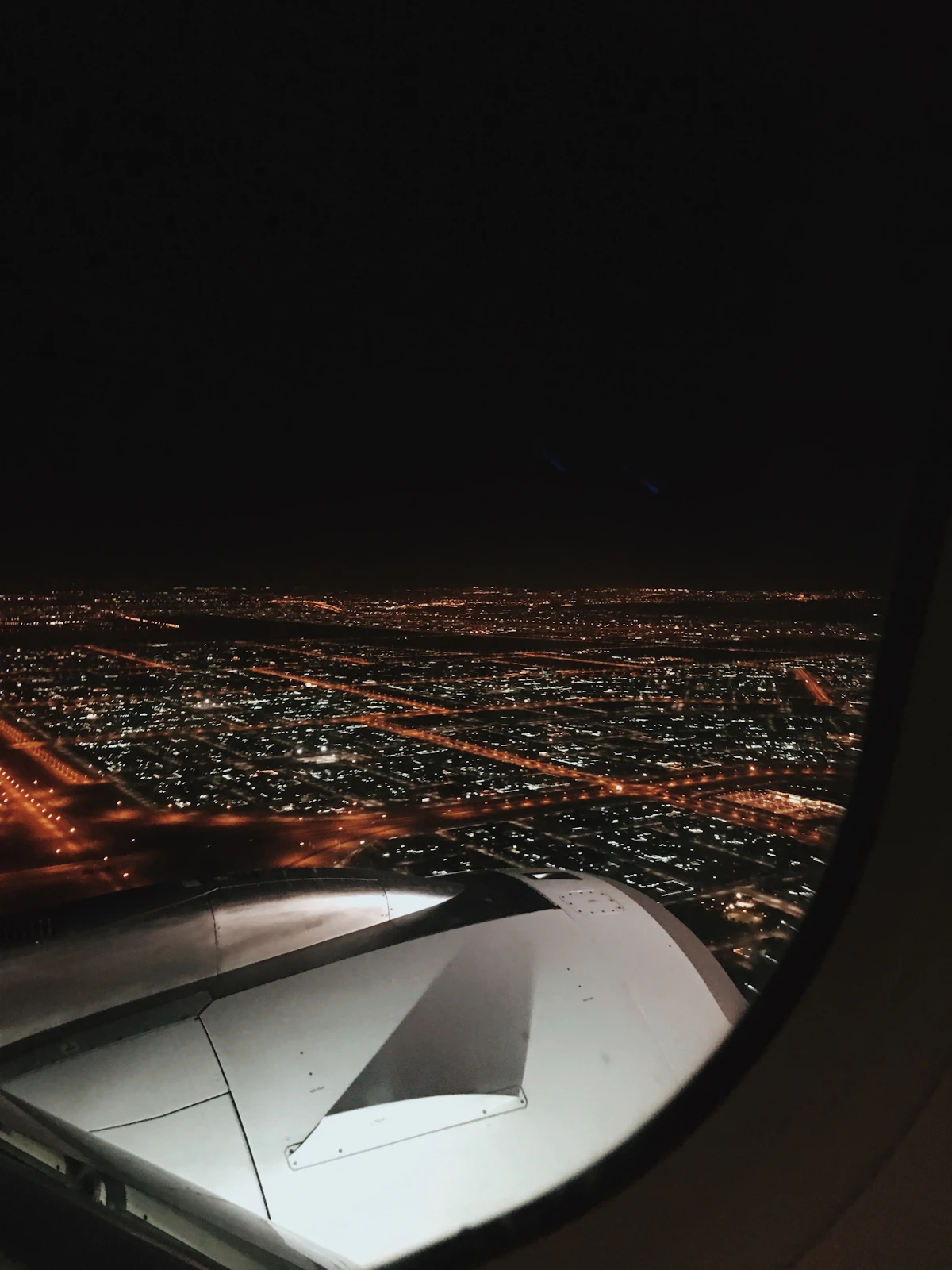 Aerial night view of a city from above