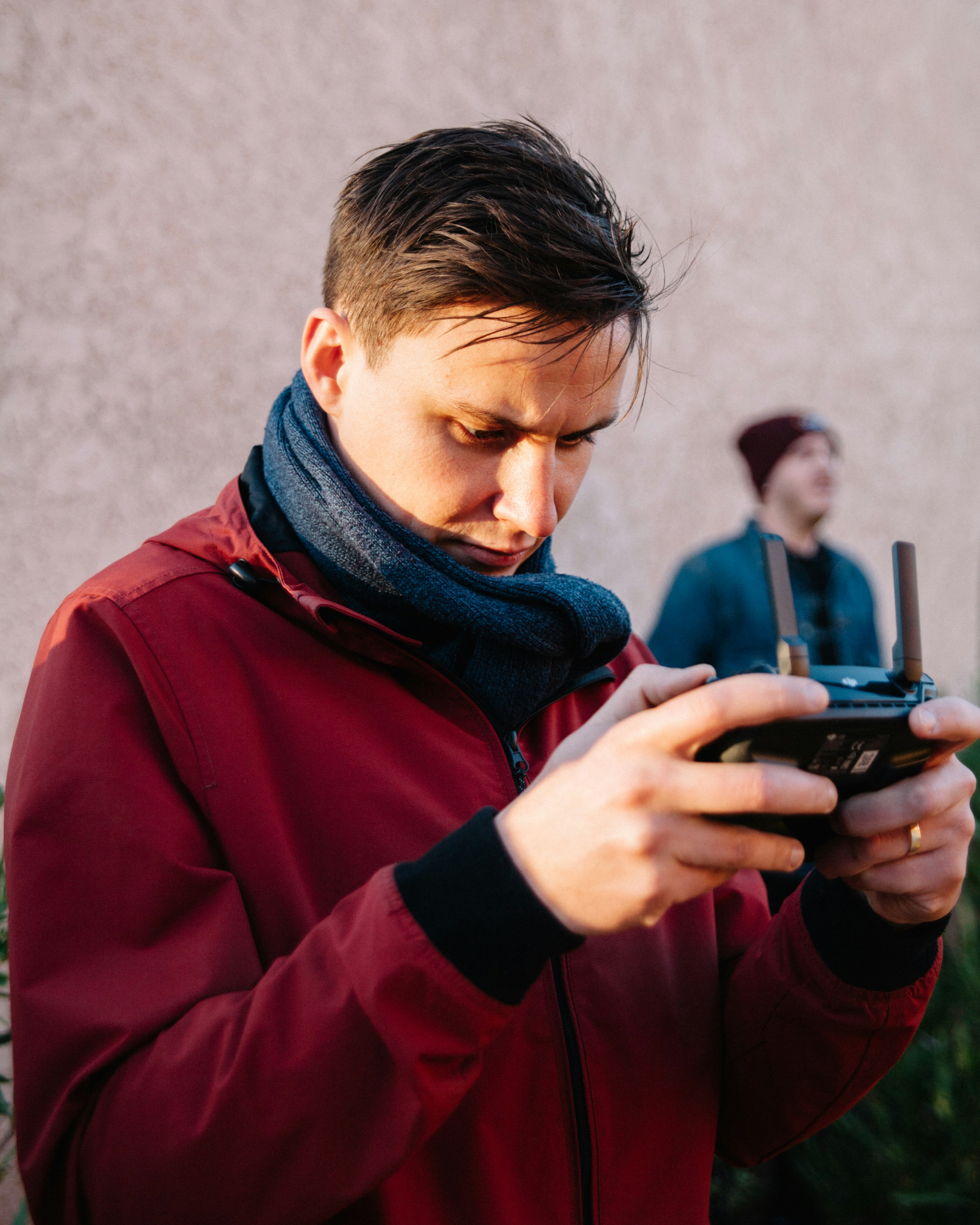 man using black camera