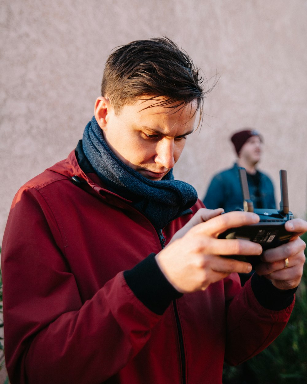 man using black camera