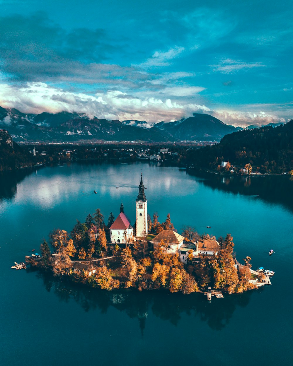 aerial photography of white house beside body of water