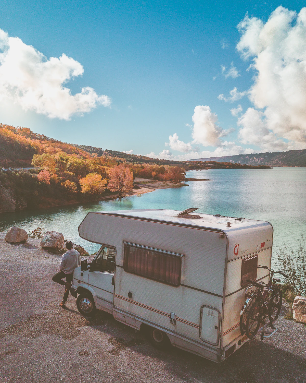 Motorhome beside a lake