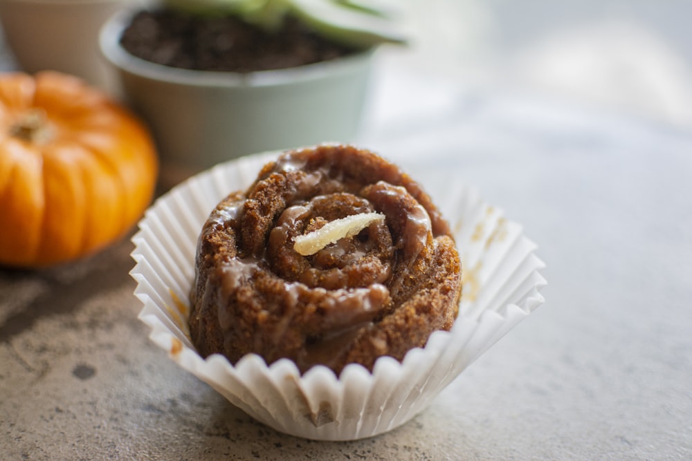 baked cupcake on table