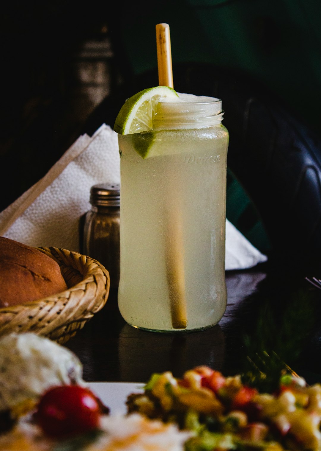 drinking glass filled with lemon juice