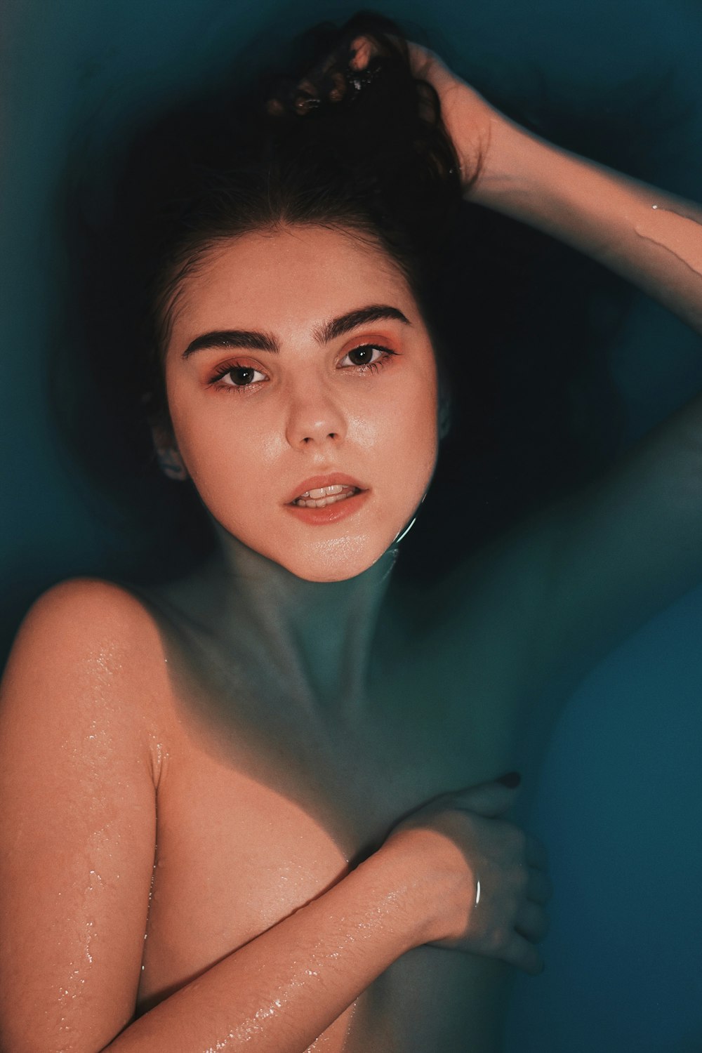 topless woman