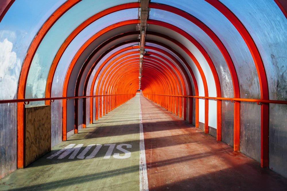 red white and blue tunnel