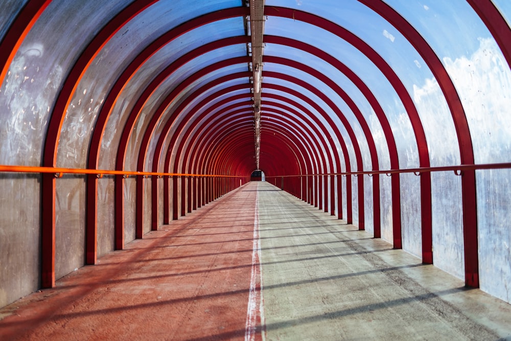 gray and red concrete path