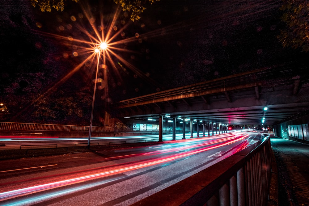 long exposure photography of road path