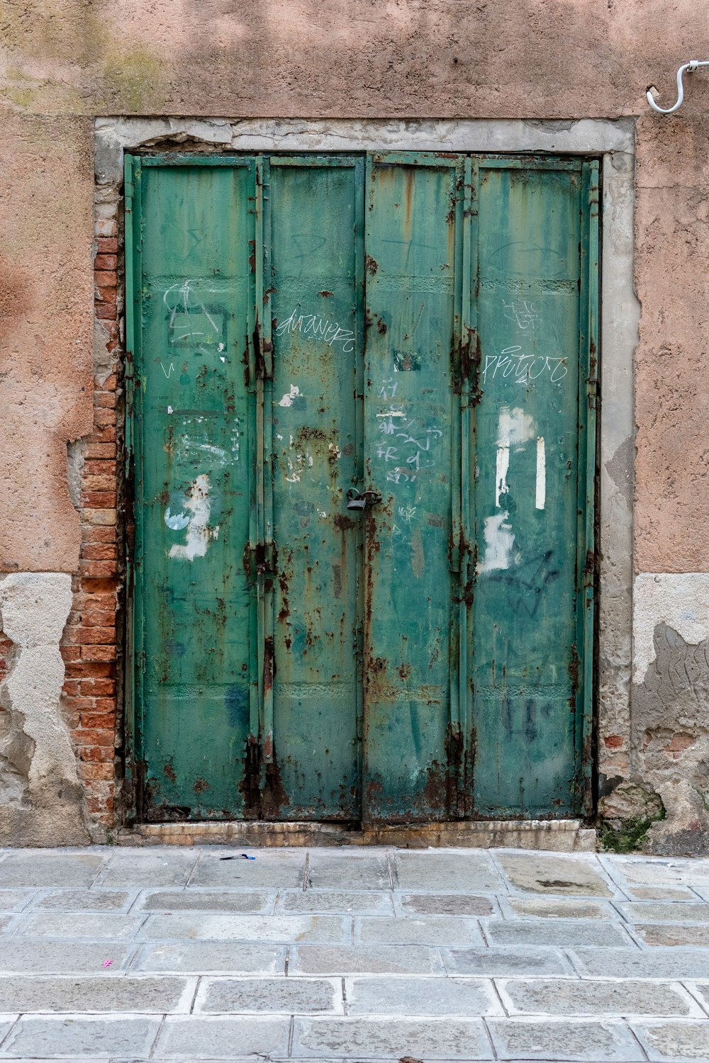 closed green door