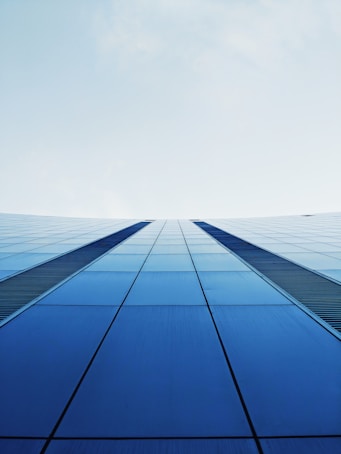 worms eye view photography of black building