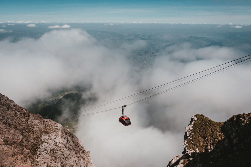 black and orange cable car