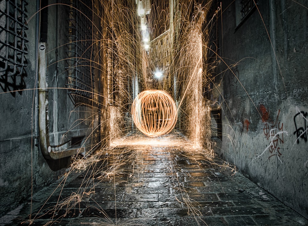 long exposure photography of firecracker