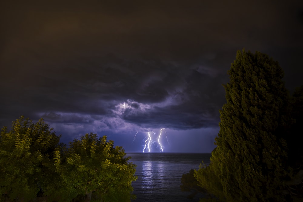 lightning strike during nighttime