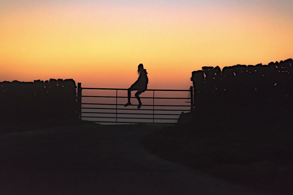 woman sitting on fence