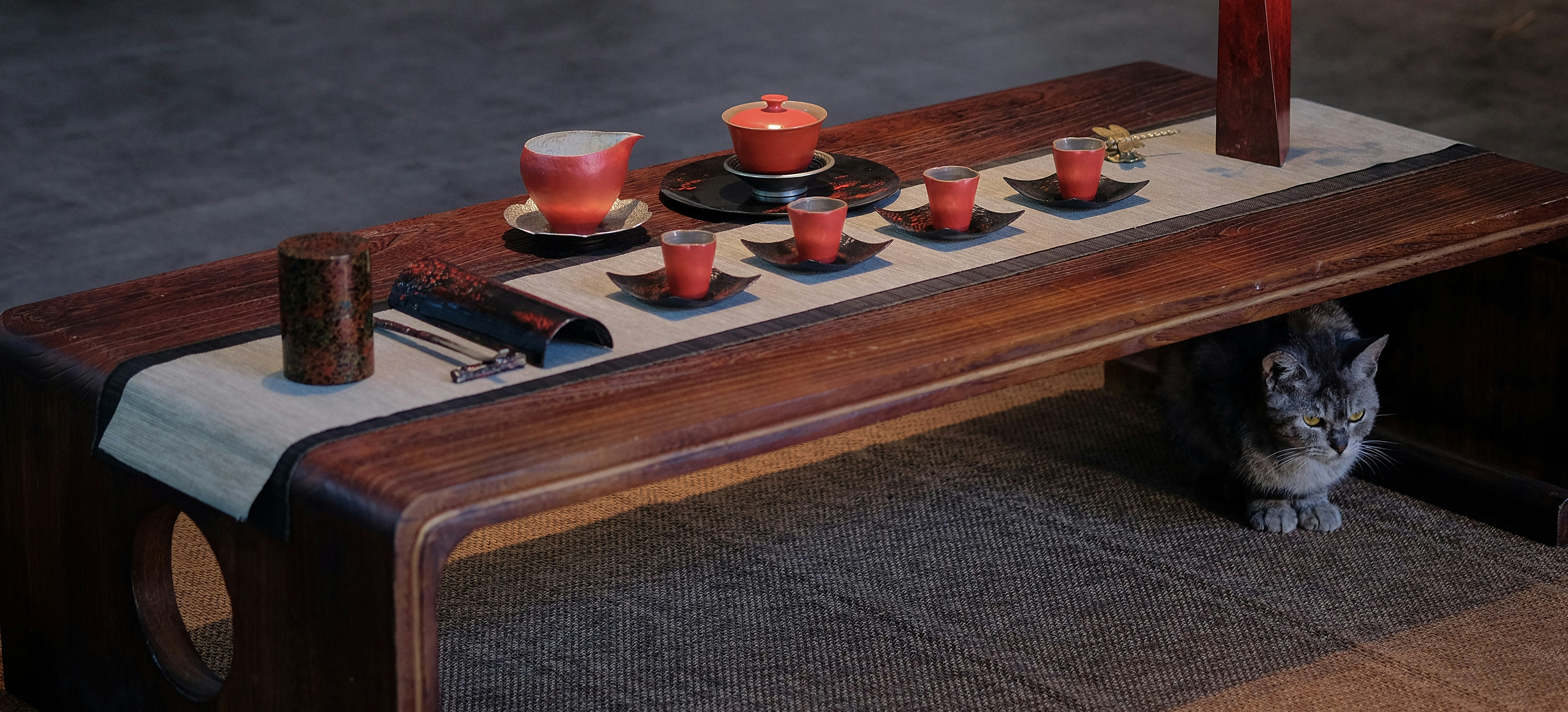 rectangular brown and white wooden coffeetable