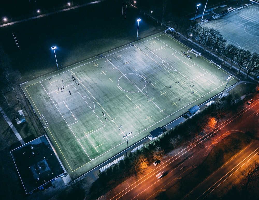 aerial photography of football field