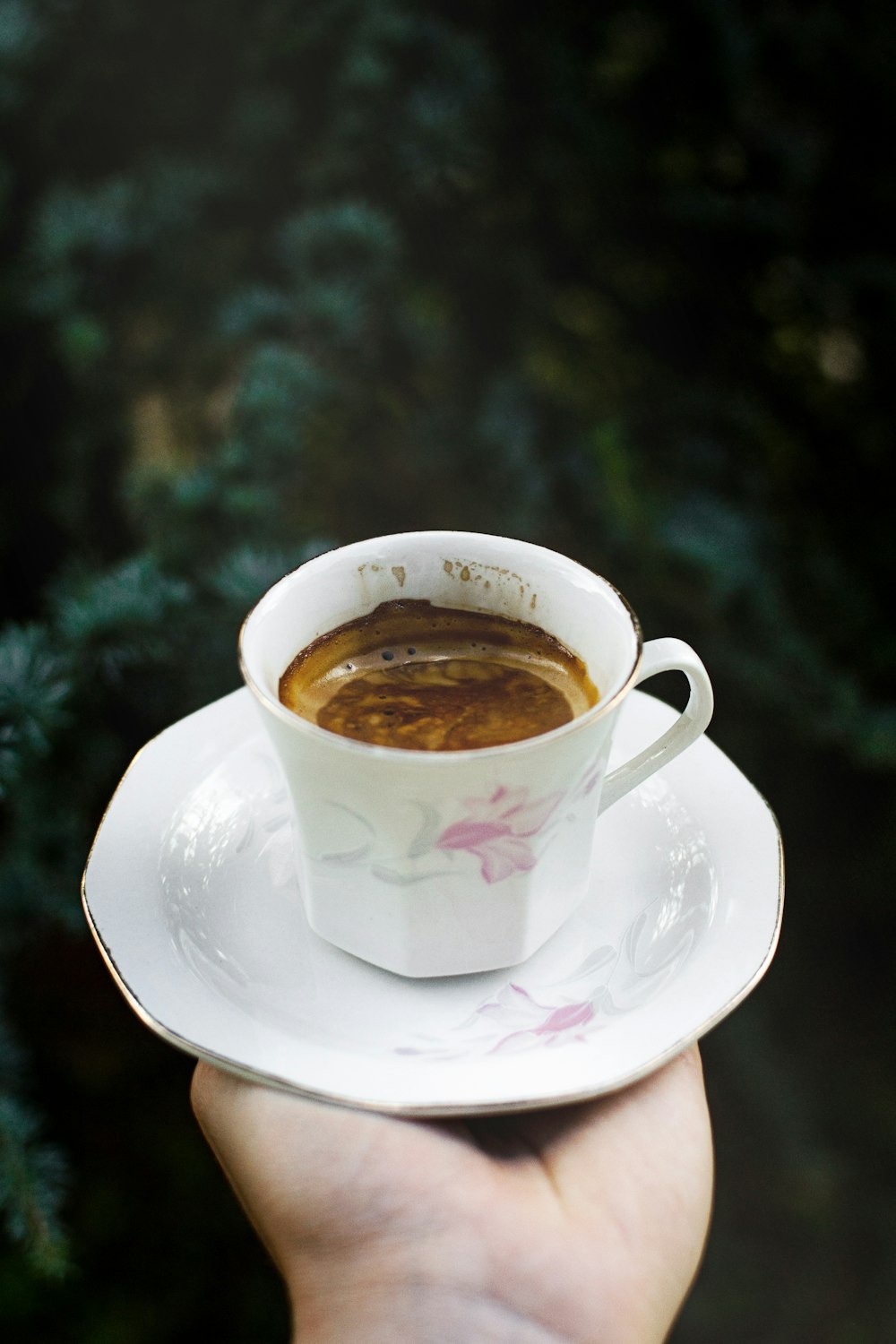 coffee on white ceramic teacup
